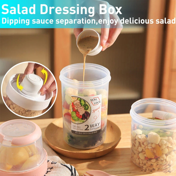 Salad Meal Shaker Cup Portable Fruit and Vegetable Container with Fork Dressing Box, Size: Large White by bashfashion