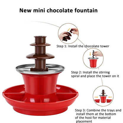 35W 3 Tier Chocolate Fountain Mini Fondue Set with Hot Melting Pot Base 220V EU Plug by bashfashion