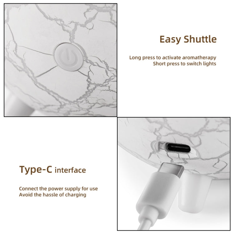 D612 USB Plug-in Colorful Gradient Atmosphere Light Flame Crack Aromatherapy Humidifier(Black) by bashfashion