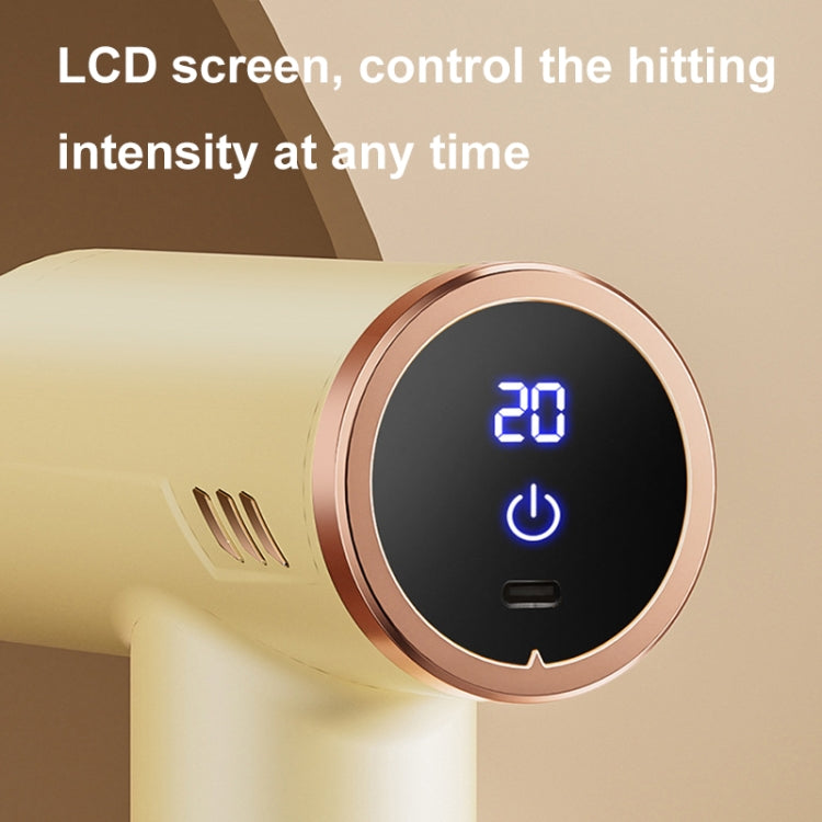 LCD Variable Frequency Silent Fascia Gun High Frequency Vibration Muscle Relaxation Massager(White) by bashfashion