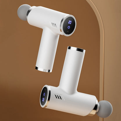 LCD Variable Frequency Silent Fascia Gun High Frequency Vibration Muscle Relaxation Massager(White) by bashfashion