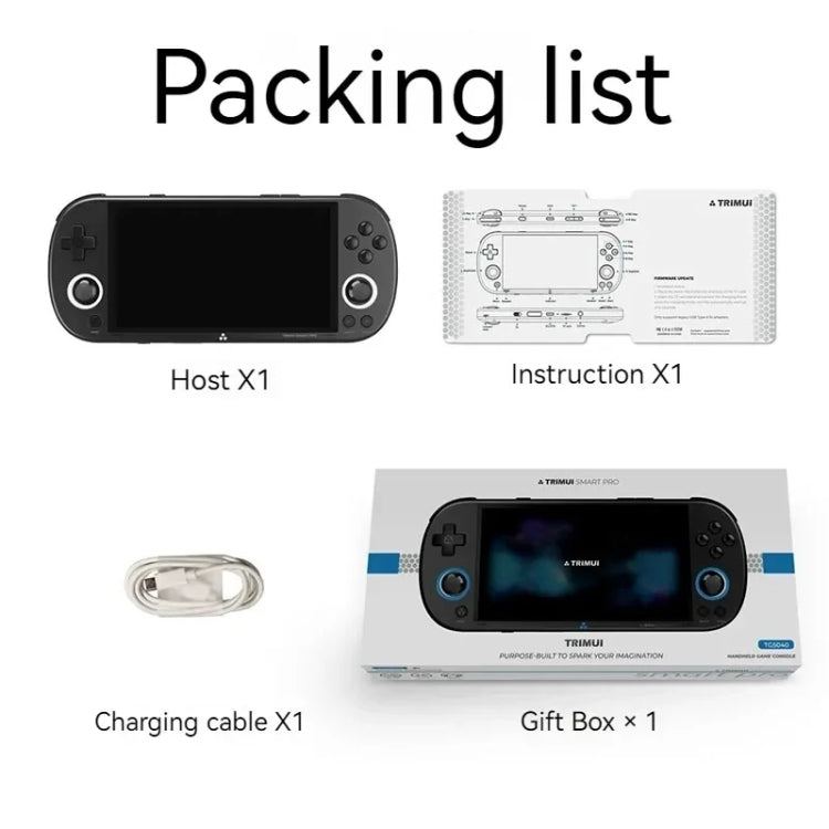 Trimui Smart Pro 4.96 Inch IPS Screen Handheld Game Console Open Source Linux System 64G(Grey) by Trimui