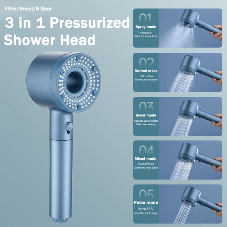 High-Pressure Handheld Shower Head With 5 Spray Modes Filtered Showerhead, Spec: Basic Gray by bashfashion