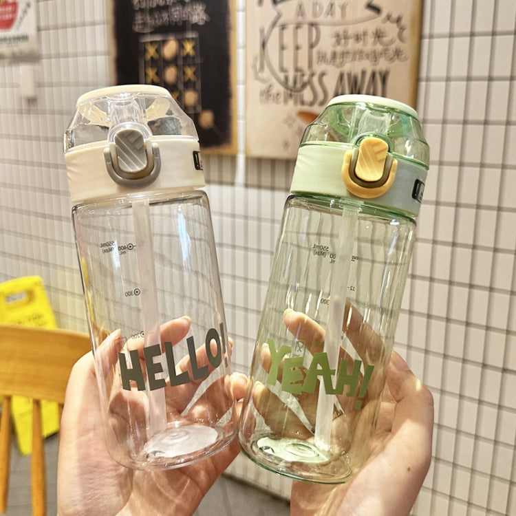 Student Portable Bouncing Straw Large Capacity Drop Resistant Plastic Cups, Style: 800ml White by bashfashion