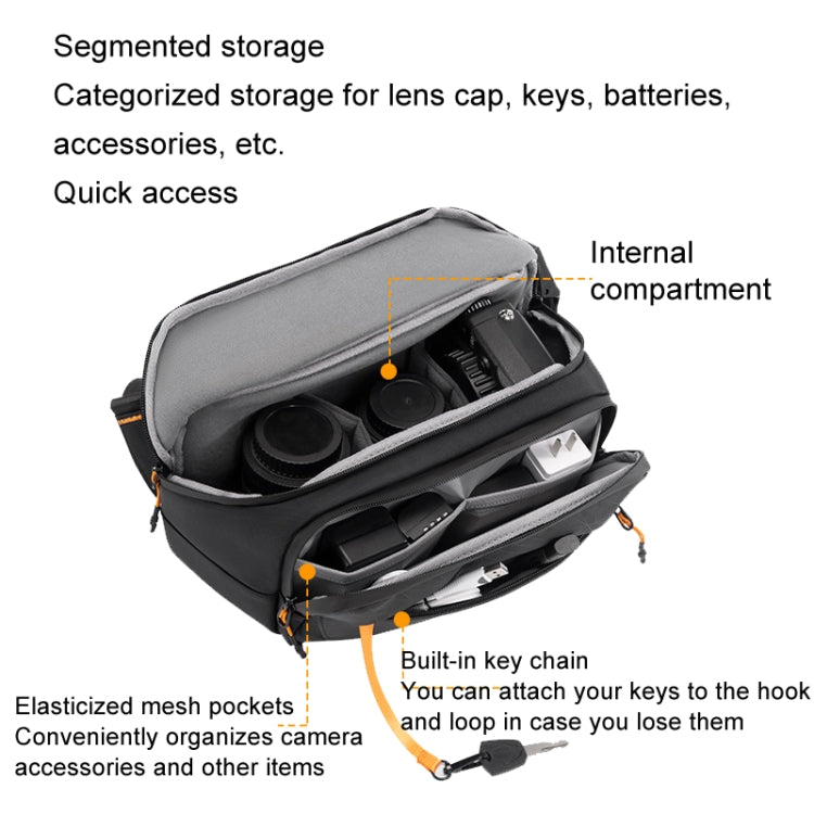 Cwatcun D133 Camera Chest Bag Multi-functional Handheld Slanting Cross Shoulder Camera Casual Bag, Color: Medium Black by Cwatcun