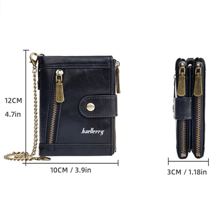 Baellerry D3261 Retro Multi-card Slot Double-zipper Short Wallet Coin Purse(Dark Brown) by Baellerry