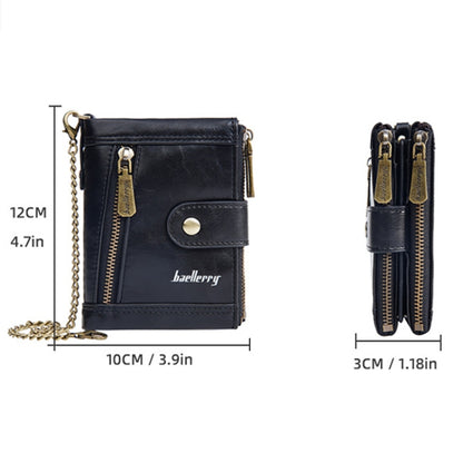 Baellerry D3261 Retro Multi-card Slot Double-zipper Short Wallet Coin Purse(Dark Brown) by Baellerry