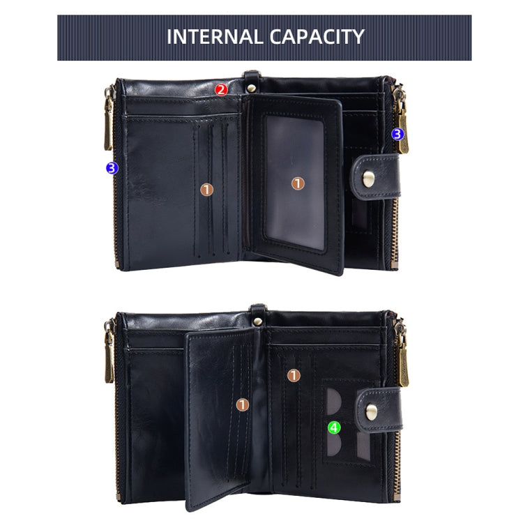 Baellerry D3261 Retro Multi-card Slot Double-zipper Short Wallet Coin Purse(Dark Brown) by Baellerry