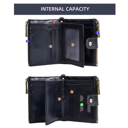 Baellerry D3261 Retro Multi-card Slot Double-zipper Short Wallet Coin Purse(Dark Brown) by Baellerry