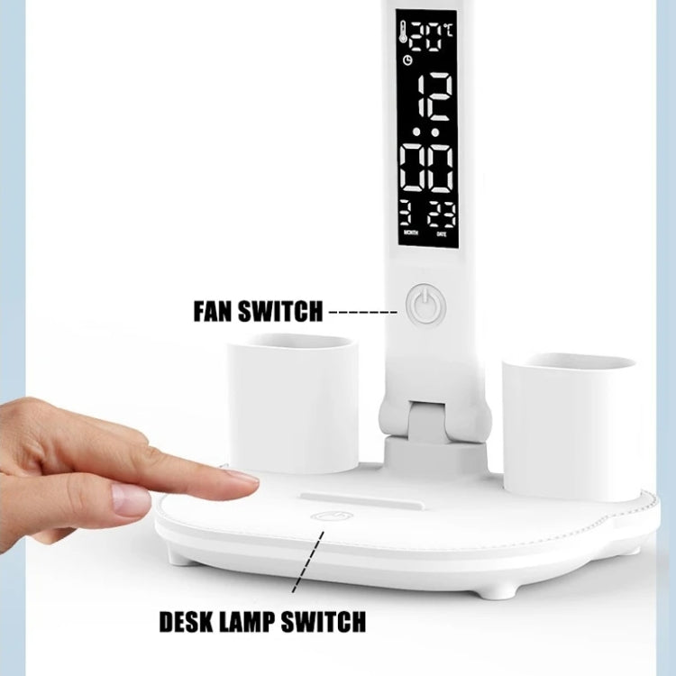 Double Head Horizontal Desk Lamp 3 Light Color Reading Lamp, Spec: Charging Clock Model by bashfashion