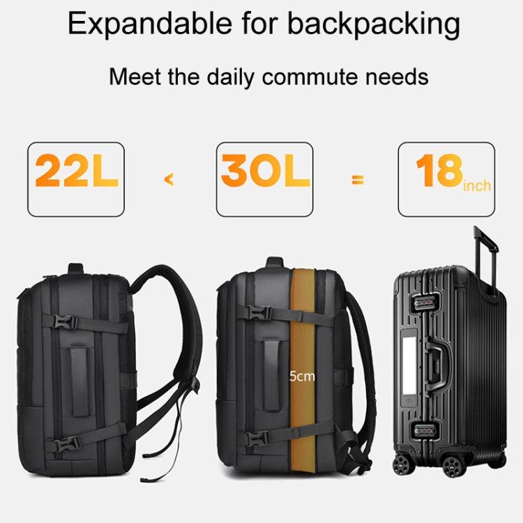 WEIXIER B724 Business Large Capacity Double-Shoulder Commuter Computer Bag Expandable Travel Backpack(Black) by WEIXIER
