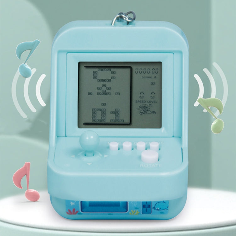 Child Portable Arcade Game Machine Keychain Pendant Mini Building Block Game Toy Gift(Blue) by bashfashion