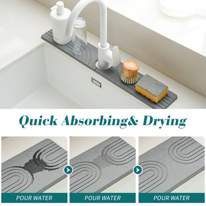 Faucet Sink Drying Mat Diatomaceous Earth Stone Splashproof Absorbent Sink Drainage Mat, Color: K03 Dark Gray(40x10cm) by bashfashion