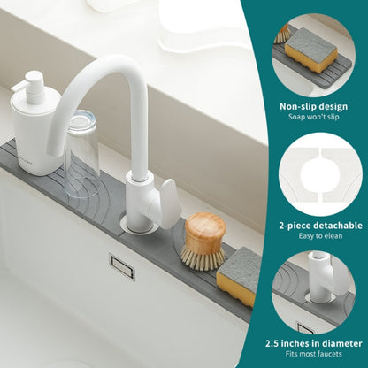 Faucet Sink Drying Mat Diatomaceous Earth Stone Splashproof Absorbent Sink Drainage Mat, Color: K01 White(60x10cm) by bashfashion