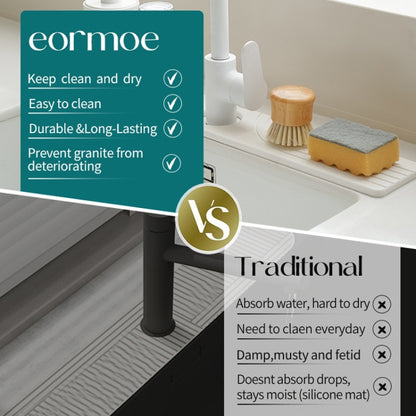 Faucet Sink Drying Mat Diatomaceous Earth Stone Splashproof Absorbent Sink Drainage Mat, Color: K03 Dark Gray(40x10cm) by bashfashion