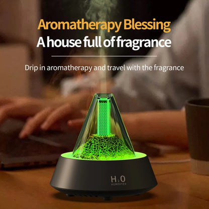80ml Volcanic Lava Aromatherapy Humidifier With Colorful Lights USB Plug Power(Black) by bashfashion
