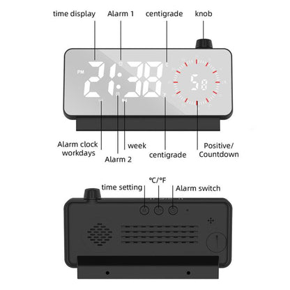 Multi-Functional LED Screen Mirror Charging Alarm Clock Reminder Visual Timer(Black) by bashfashion