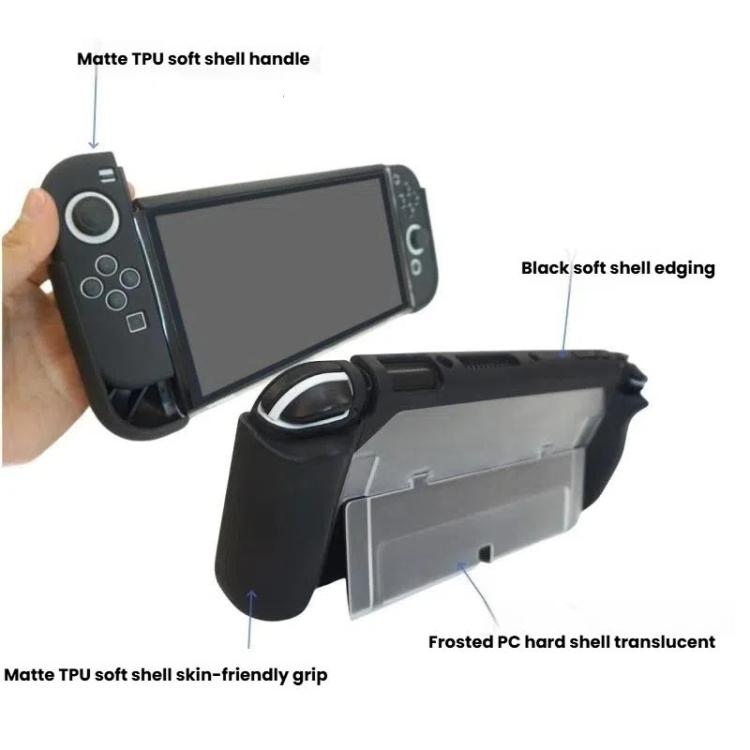 For Nintendo Switch OLED / Joy-Con 2 In 1 Protective Case TPU Cover Support(Black) by bashfashion