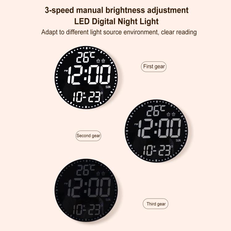 11.6-Inch RGB Wall Clock With Remote Control Multi-Functional Alarm Clock Bamboo+Cloth by bashfashion
