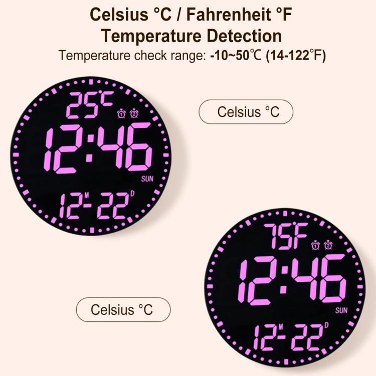 11.6-Inch RGB Wall Clock With Remote Control Multi-Functional Alarm Clock White+Cloth by bashfashion