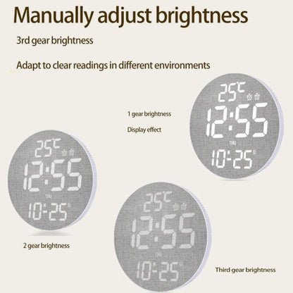 11.6-Inch White Light Wall Clock With Remote Control Multi-Functional Alarm Clock Bamboo+Bamboo by bashfashion