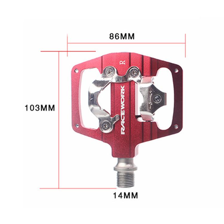 RACEWORK RK213 1pair Mountain Bike SPD + Flat Pedal Self-locking Dual-purpose Pedal(Red) by RACEWORK