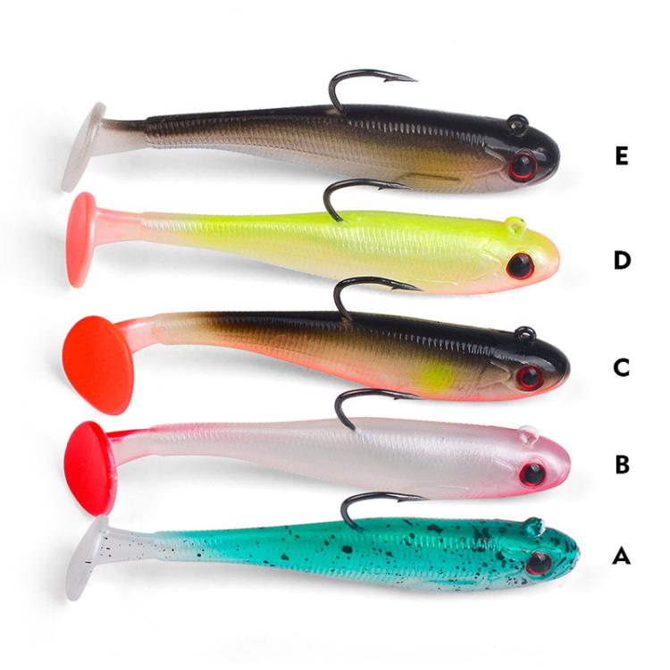 PROBEROS DW6092N12A 5pcs / Set T-Tail Lua False Bait Single Hook Full Swimming Submerged Imitation Soft Lure by PROBEROS