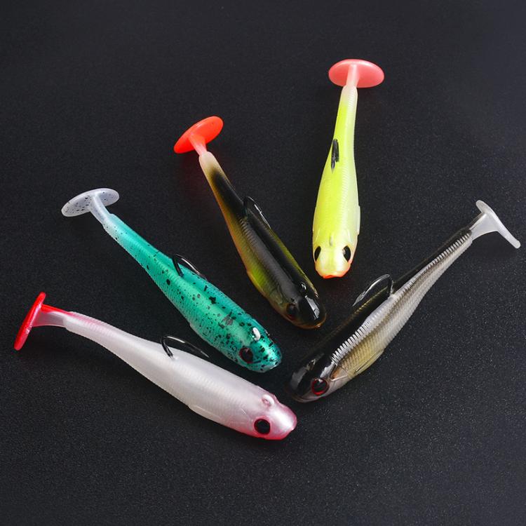 PROBEROS DW6092N6B 5pcs / Set T-Tail Lua False Bait Single Hook Full Swimming Submerged Imitation Soft Lure by PROBEROS