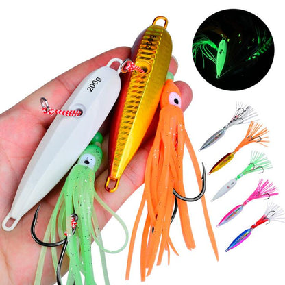 40G PROBEROS LF159 Luminous Bearded Squid Hook Slow Cranking Road Runner Iron Plate Bionic False Bait(C) by PROBEROS