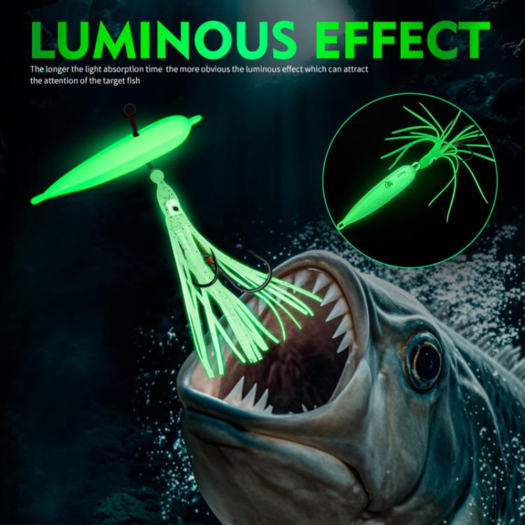 40G PROBEROS LF159 Luminous Bearded Squid Hook Slow Cranking Road Runner Iron Plate Bionic False Bait(C) by PROBEROS