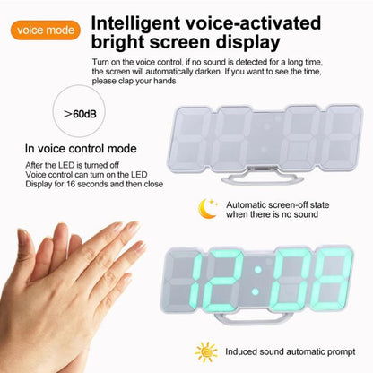 RGB Color Changing 3D Digital Clock With Voice Control, Adjustable Brightness, Temperature Display & Remote, Spec: Upgraded Humidity White by bashfashion