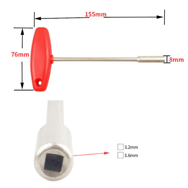 Hidden Spoke T-shaped Wrench Bicycle Tool Socket(Square Hole 3.2mm) by bashfashion