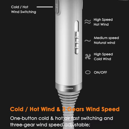 T-Shaped Hair Dryer with Smart Inverter Technology High-Power Blow Dryer for Home & Salon Use US Plug With 3 Nozzles(Gray) by bashfashion